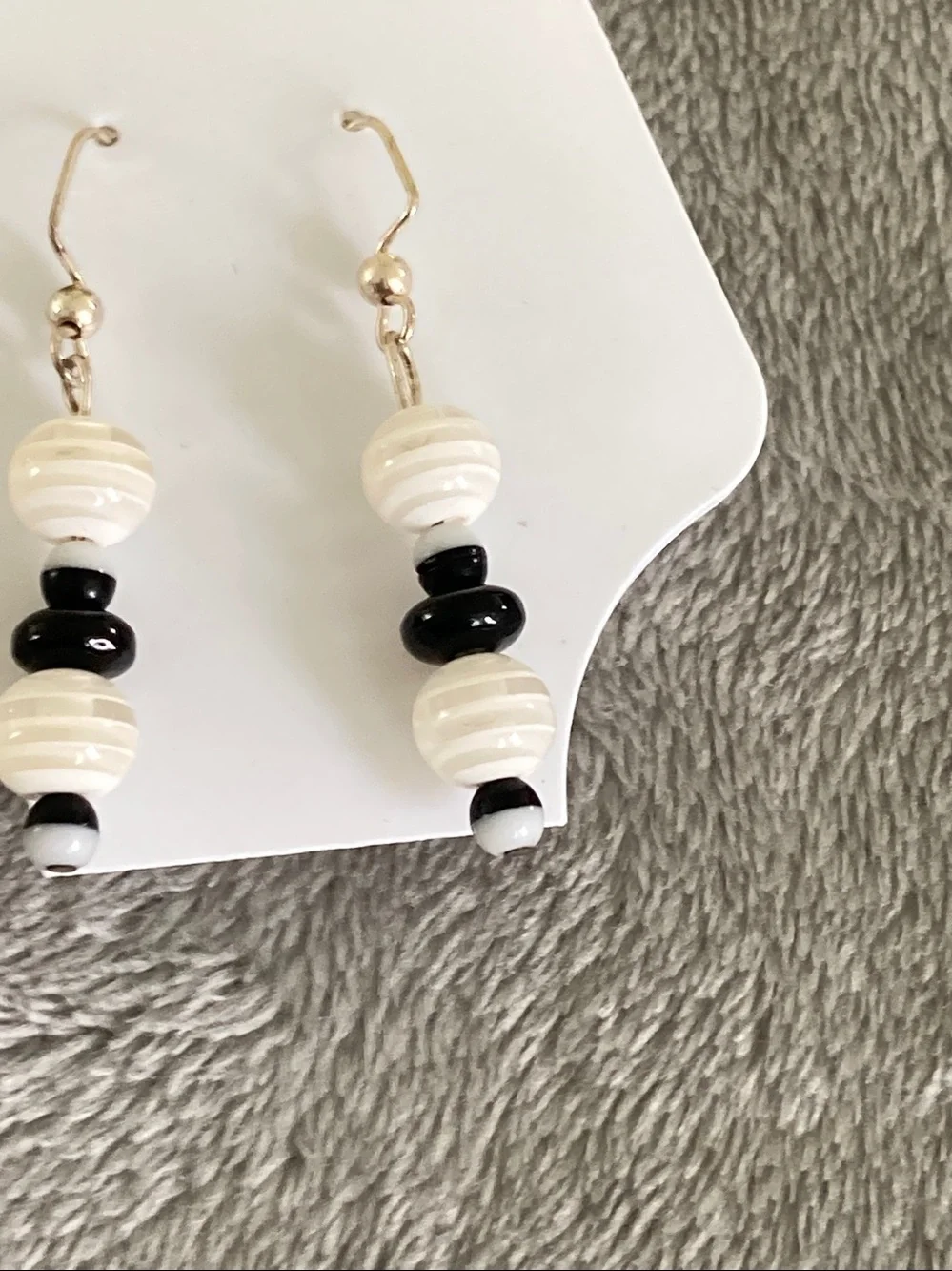 Black and white beaded earrings